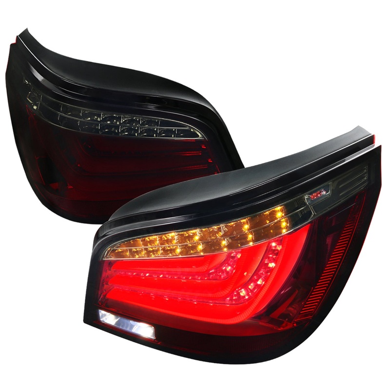 2008-2010 BMW E60 5 Series Sedan LED Tail Lights Chrome/Red Smoke Lens