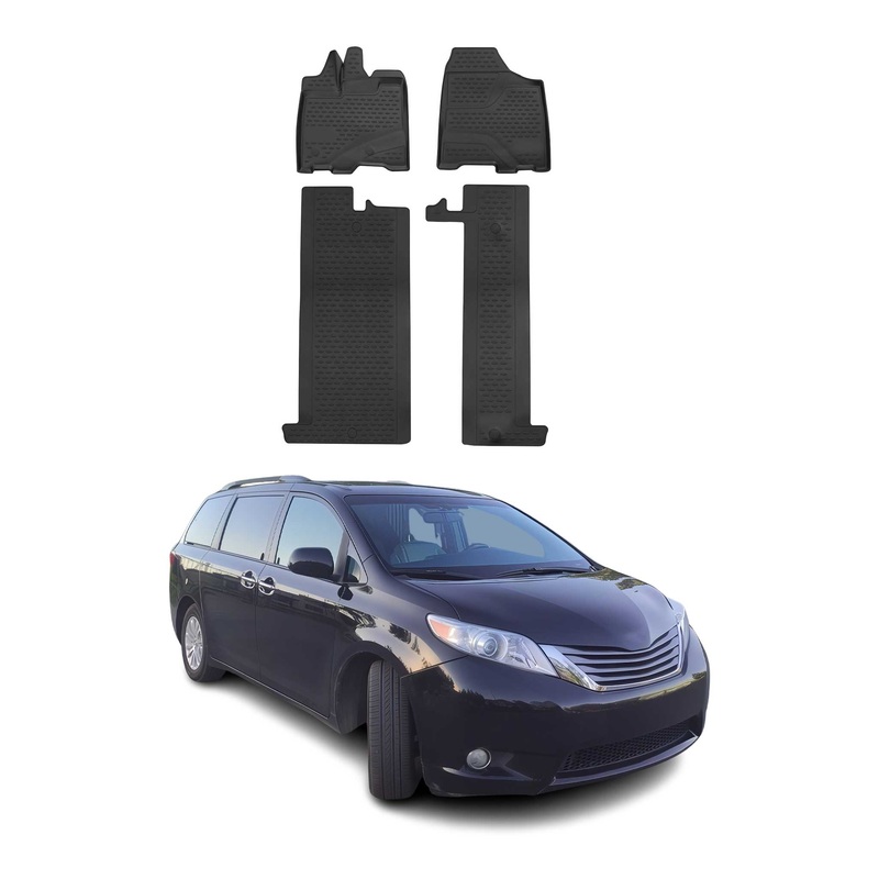 2013-2020 Toyota Sienna 7 Seats Floor Mats Liners Full Set All Weather Black