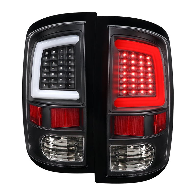 2009-2018 Dodge RAM 1500 2500 3500 White Bar LED Tail Lights Matt Black