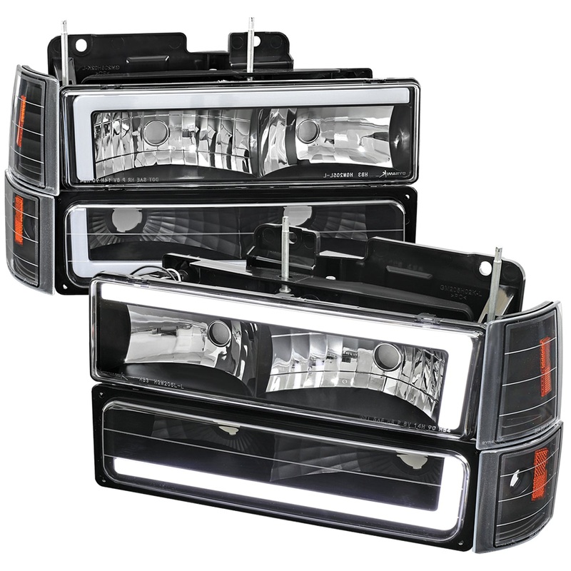 1994-1998 GMC C10 / C/K / Suburban Sierra Yukon Headlights LED Lights Black