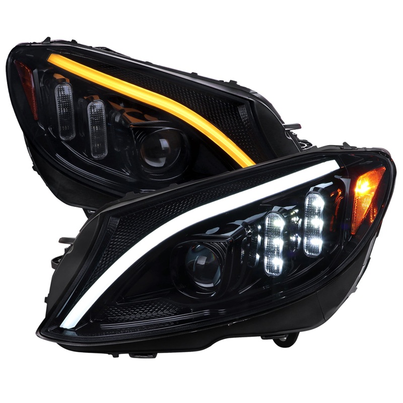 2015-2018 Mercedes-Benz C-Class W205 LED Headlights Signal Black/Light Smoke