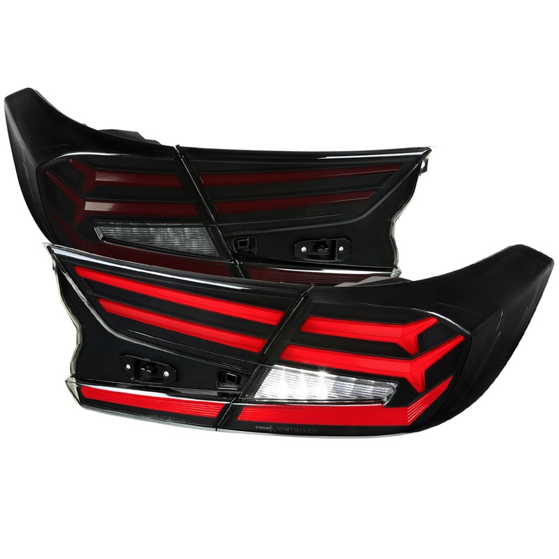 2018-2022 Honda Accord Sedan Red LED Signal Tail Lights Matt Black/Smoke