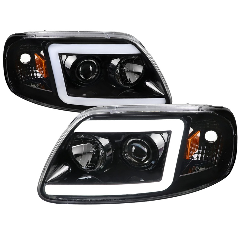 1997-2004 Ford F-150 / 1997-2002 Expedition LED CBar Projector Headlights Black