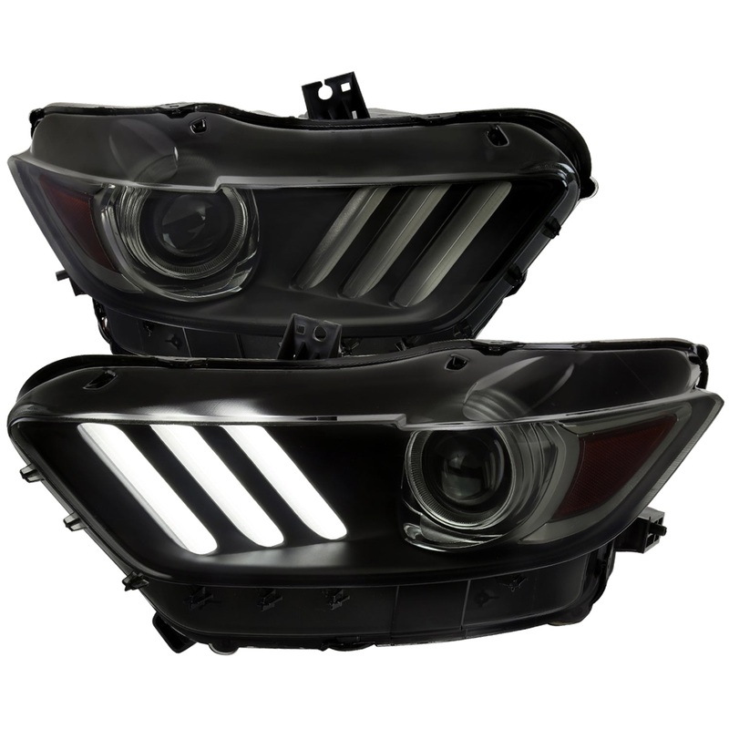 2015-2017 Ford Mustang HID/Xenon LED Turn Signal Projector Headlights Smoke