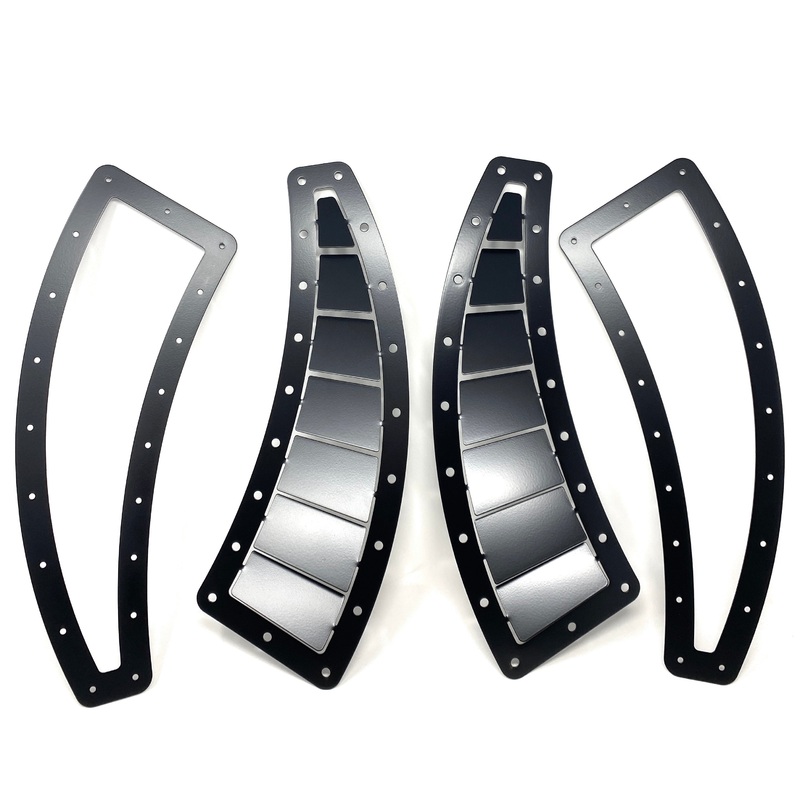 Fender Vents – Arched|Semi-gloss Black|Raw Aluminum|Just the cut/drill template (Included)|Add the MK7 Golf/GTI/R Specific position template with the cut/drill template