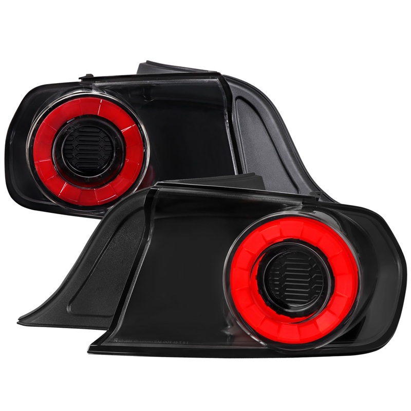 2015-2022 Ford Mustang Coupe/Convertible Red LED Bar Tail Lights Glossy Black