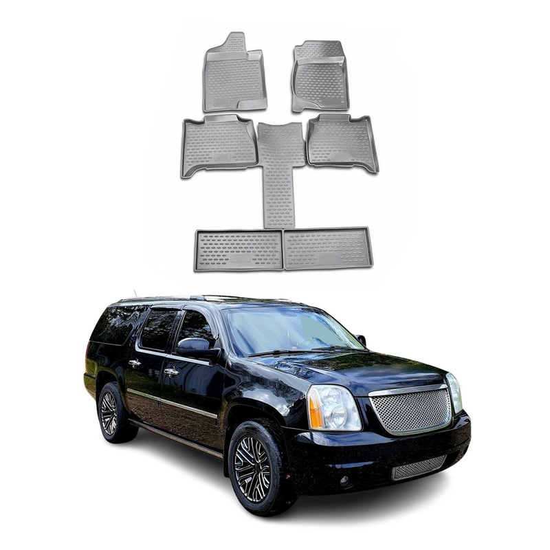 2007-2014 GMC Yukon XL Floor Mats Liners Full Set All Weather Gray