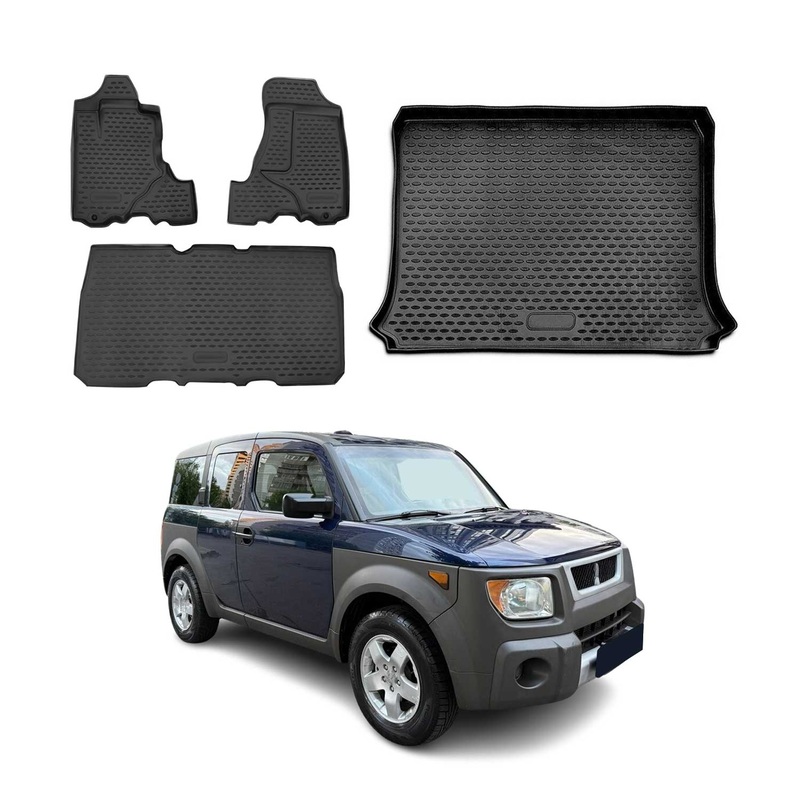 2003-2011 Honda Element Floor Mats & Cargo Liner Full Set All Weather Black