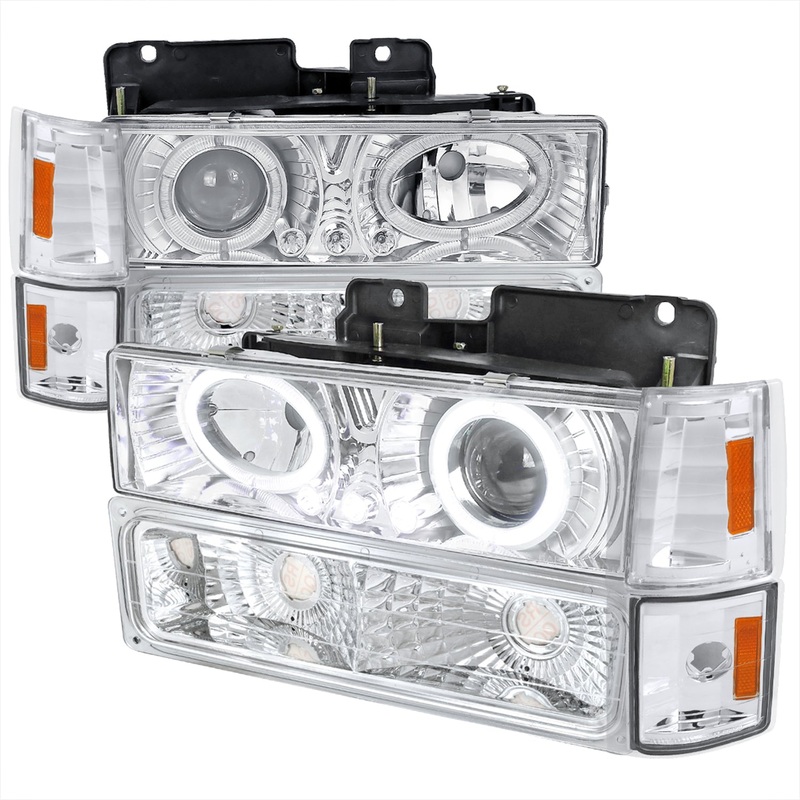 1994-1999 GMC C/K C10 Sierra Dual Halo Headlights Bumper&Corner Signal