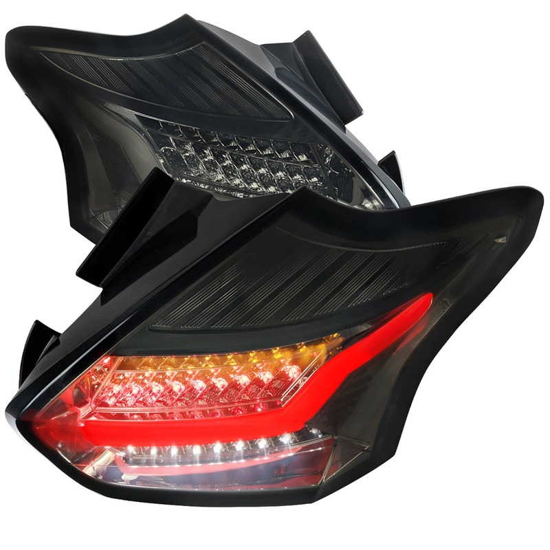 2015-2019 Ford Focus Hatchback LED Tail Lights Chrome Housing/Smoke Lens
