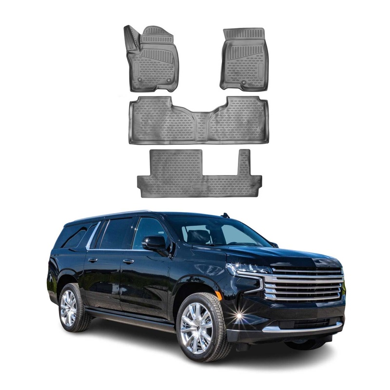 2021-2025 Chevrolet Suburban Floor Mats Liners Full Set All Weather Bench Seating