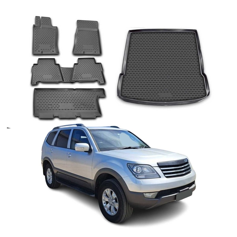 2009-2010 Kia Borrego Floor Mats & Cargo Liner Full Set All Weather Black