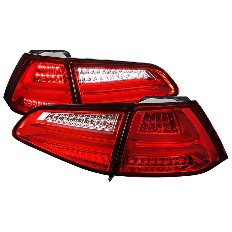 2015-2017 VW Golf/GTI LED Tail Lights Chrome Housing/Red Lens