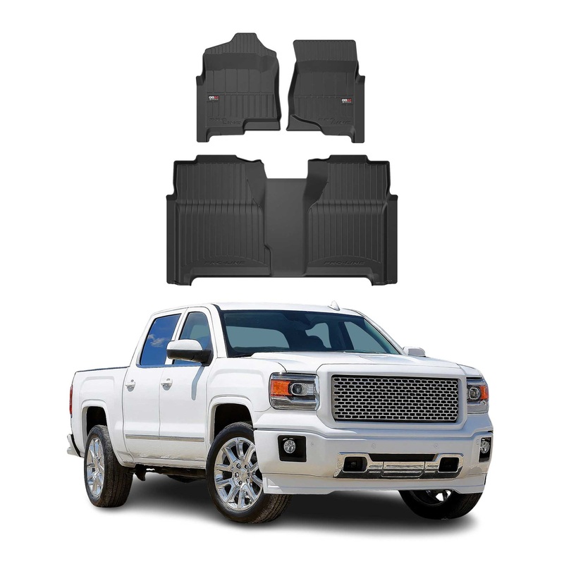2014-2019 GMC Sierra Denali 1500/2500HD/3500HD 3gen. Crew Cab Proline Floor Mat Premium TPE Black 3 Pcs
