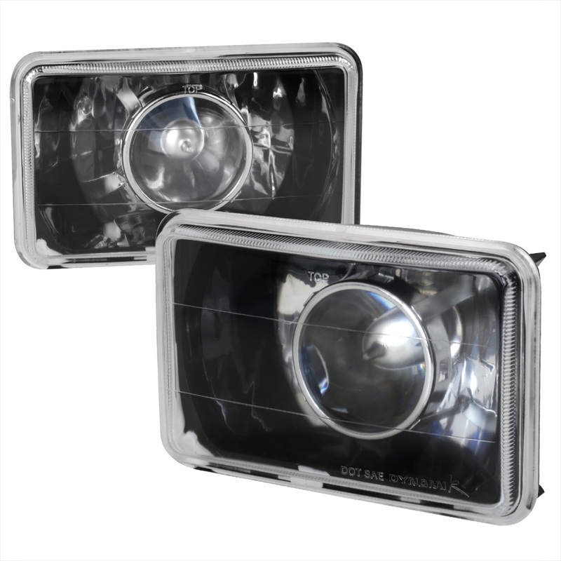 Universal 4×6 H4 Projector Headlights Matte Black Housing/Glass Lens