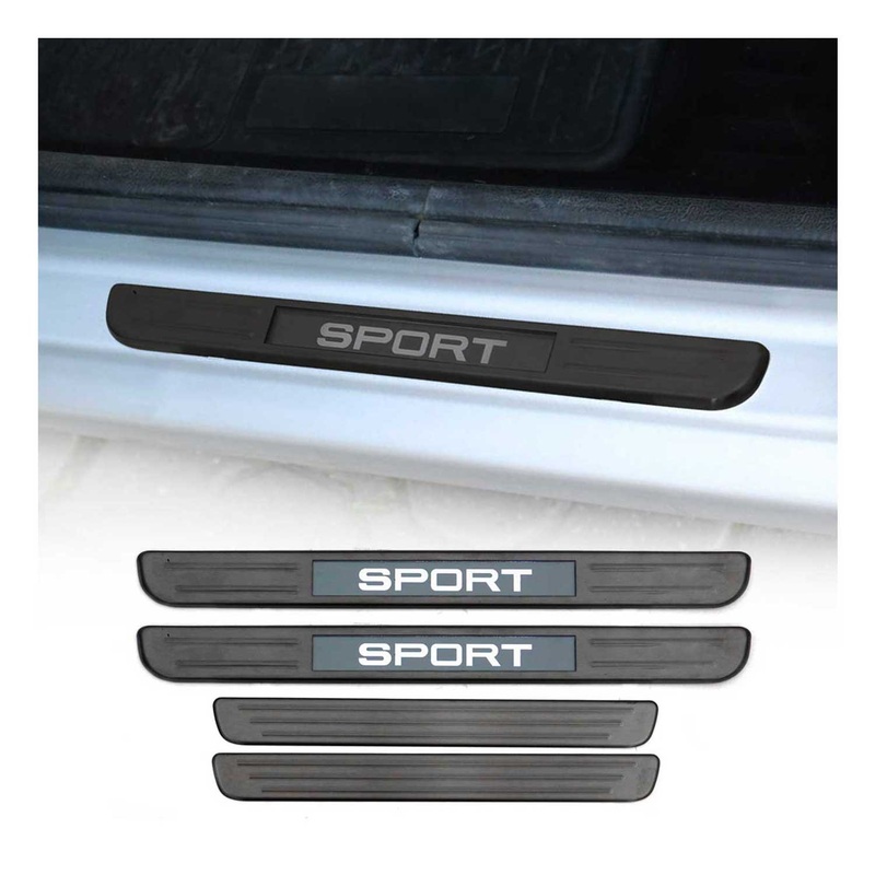 Jeep Door Sill Scuff Plate Illuminated Brushed Stainless Steel Brushed Dark 4Pcs