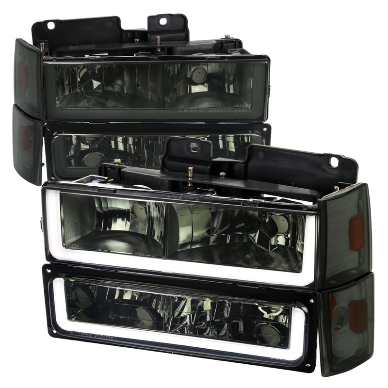 1988-1993 Chevy C10 C/K Sierra Tahoe LED Tube Factory Headlights Smoke