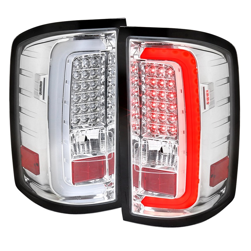2014-2018 GMC Sierra 1500/2500HD/3500HD LED Tail Lights Chrome/Clear Lens
