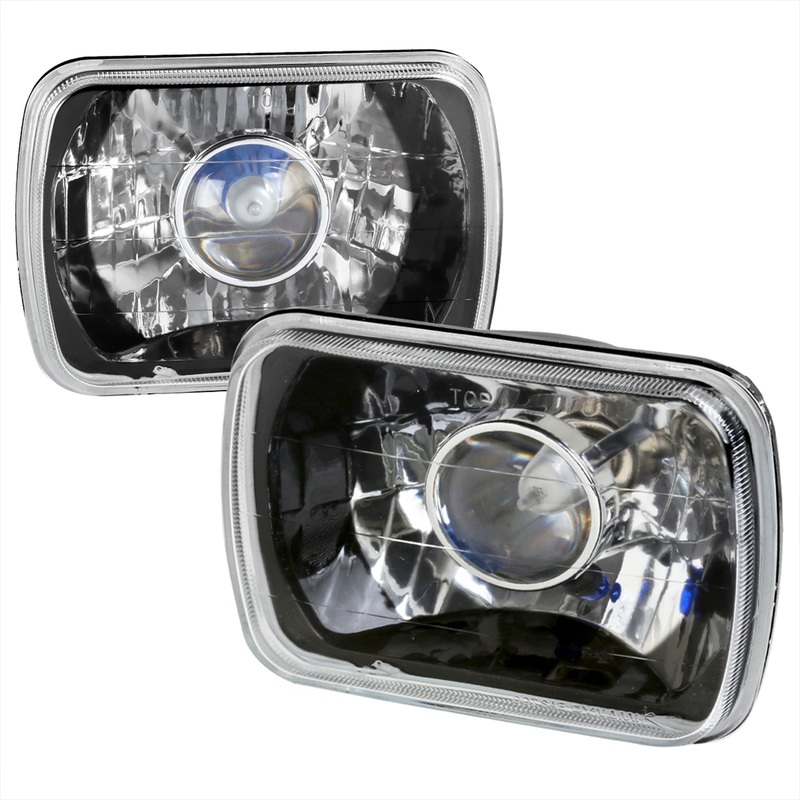 Universal 7×6 H4 Projector Headlights Matte Black Housing/Clear Lens