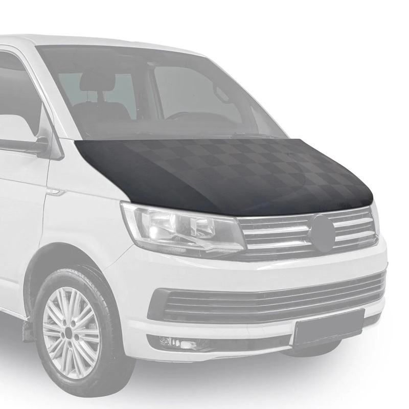 2015-2025 Ford Transit Car Bonnet Mask Hood Bra Black Full Cover Chequered