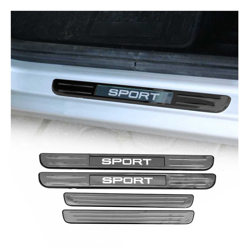 RAM Door Sill Scuff Plate Illuminated Sport Stainless Steel Dark 4 Pcs