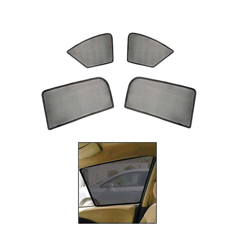 Car Side Window Magnetic Sun Shades/Curtains with Side Rear View Mirror Visibility Compatible with Tata Indigo ECS, Set of 4
