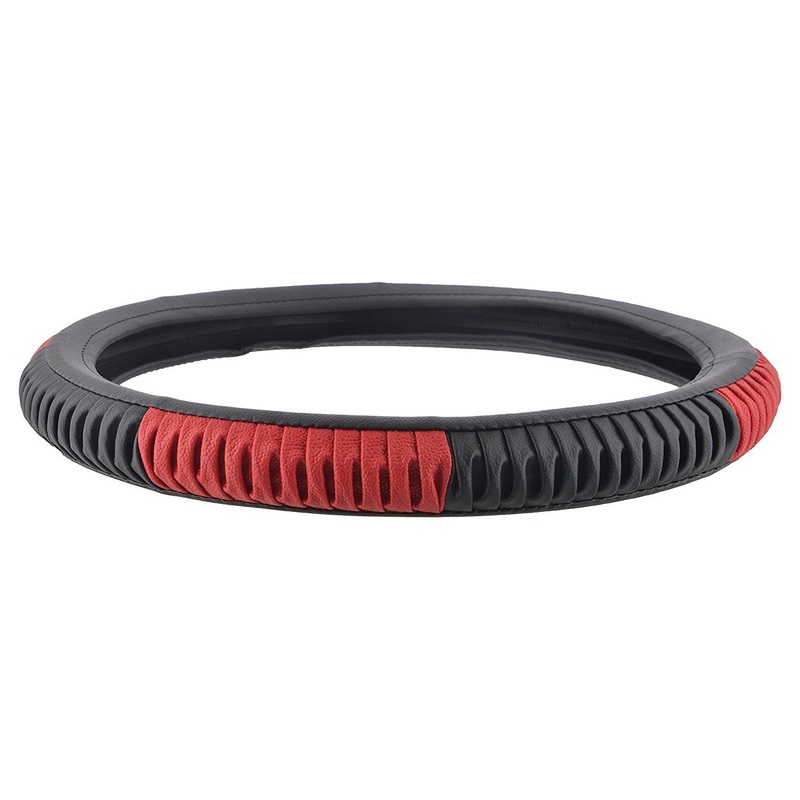 EleganceGrip Anti-Slip Car Steering Wheel Cover Compatible with Ford Freestyle, (Black/Red)