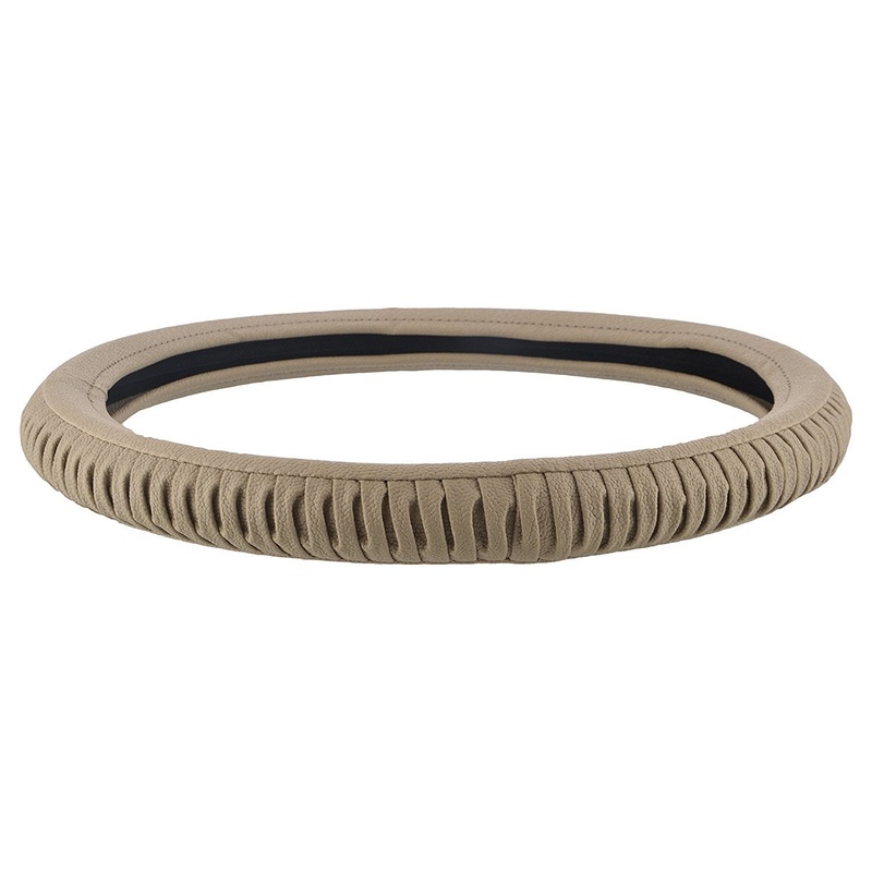 EleganceGrip Anti-Slip Car Steering Wheel Cover Compatible with Hyundai Santro (2018-2020), (Beige)