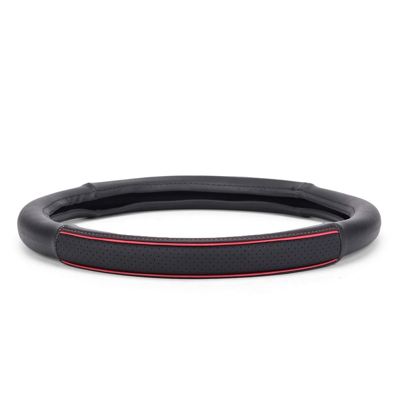 ExtraGrip2piping Anti-Slip Car Steering Wheel Cover Compatible with Volkswagen Ameo, (Black/Red)