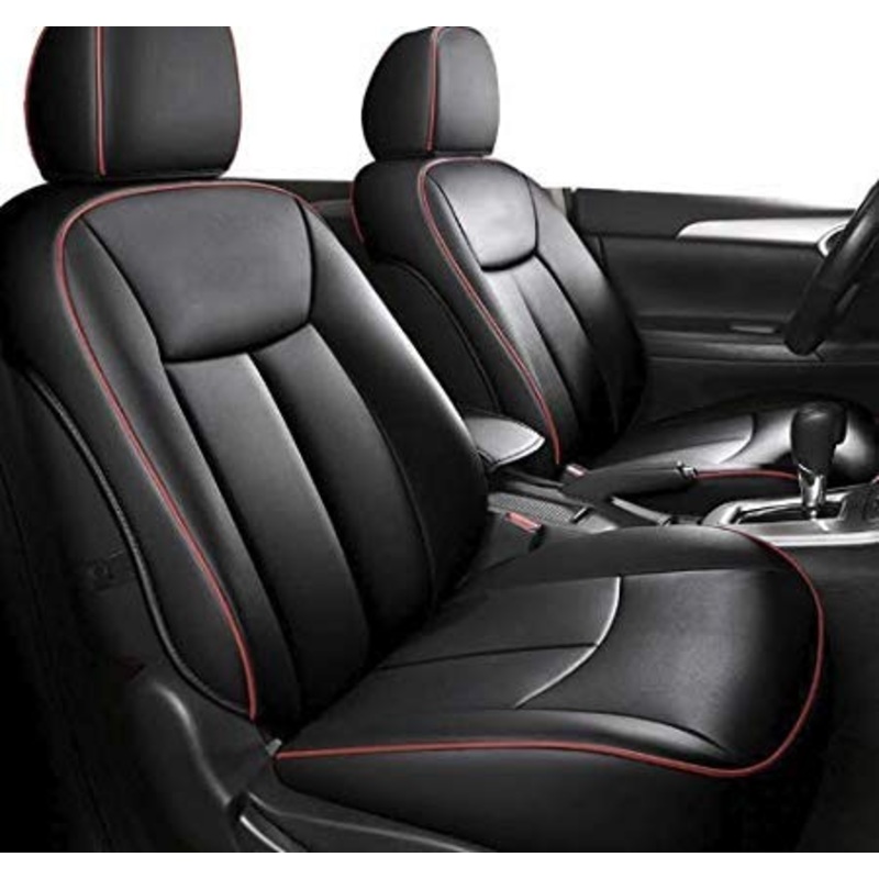 Leatherette Custom Fit Front and Rear Car Seat Covers Compatible with Hyundai Elite i20, (Black/Red)