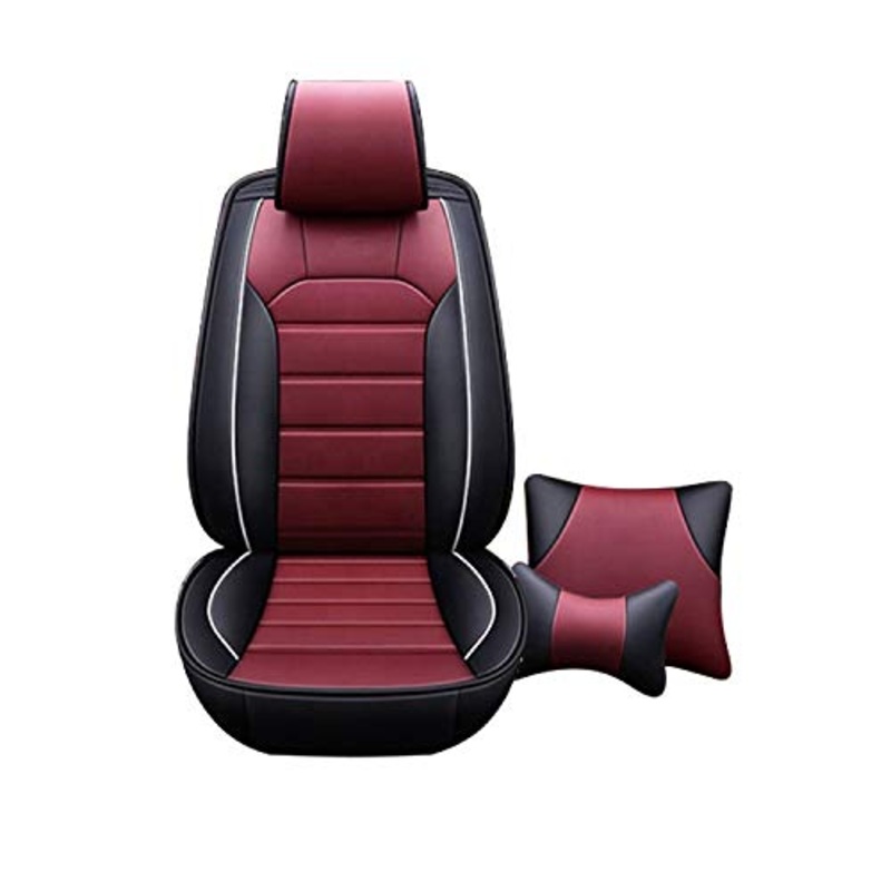 Leatherette Custom Fit Front and Rear Car Seat Covers Compatible with Maruti Celerio, (Black/Cherry)