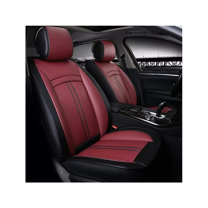 Leatherette Custom Fit Front and Rear Car Seat Covers Compatible with Maruti Ritz, (Black/Cherry)