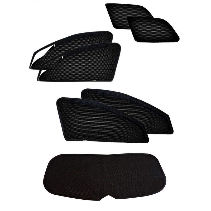 ZipCombo Side Window Magnetic Zipper Sun Shades with Rear Window Sun Shades Compatible with Toyota Innova Crysta, Set of 7