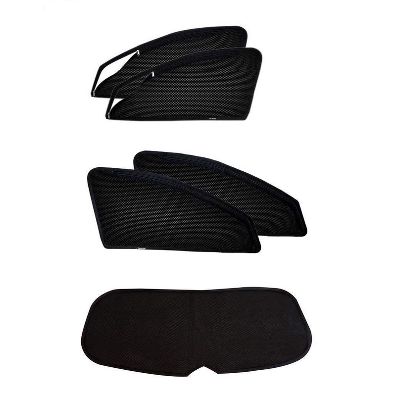 ZipCombo Side Window Magnetic Zipper Sun Shades with Rear Window Sun Shades Compatible with Tata Manza, Set of 5