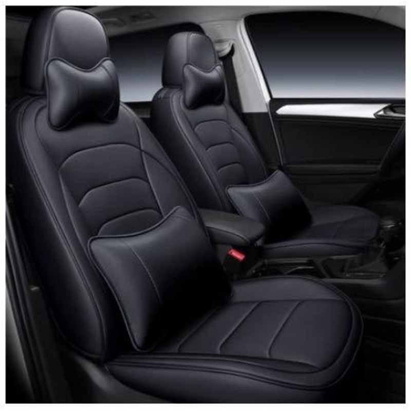 Leatherette Custom Fit Front and Rear Car Seat Covers Compatible with Honda Jazz (2015-2020), (Black)