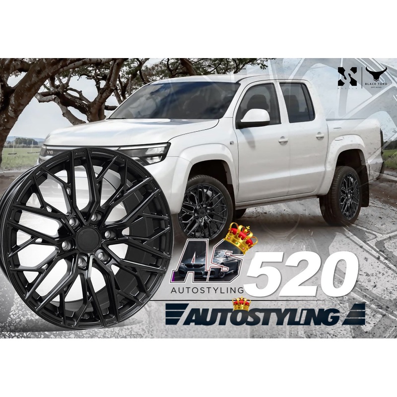 20 AS   520 SATIN BLACK BAKKIE RIMS 6/139 PCD