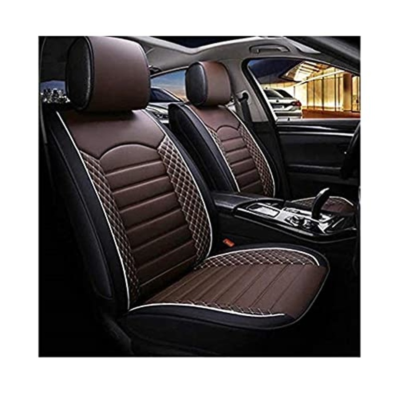 Hi Art Leatherette Custom Fit Front and Rear Car Seat Covers Compatible with KIA Syros 2025 Onwards, (Black/Coffee)