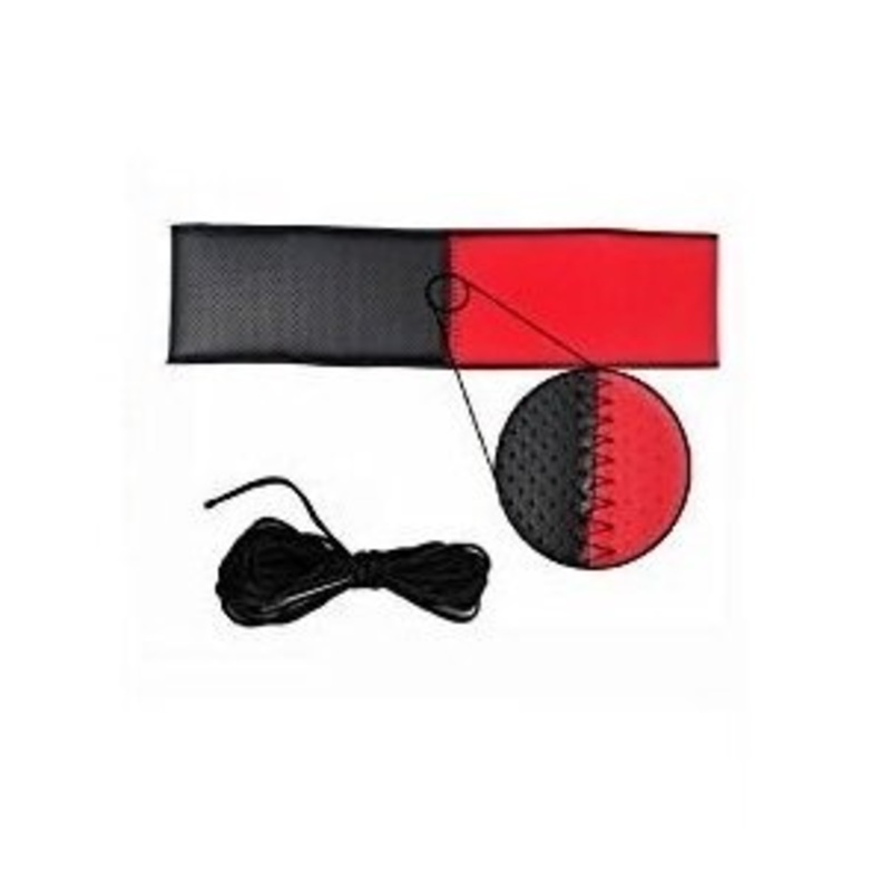 Stitchable Car Steering Cover Compatible with Toyota Glanza, (Black/Red)