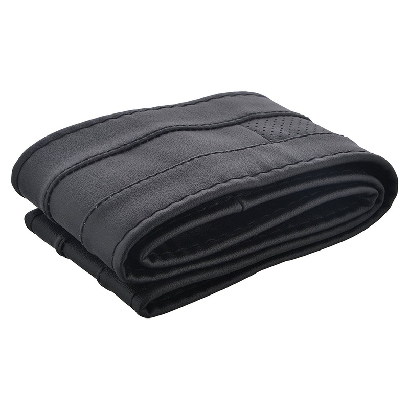 Stitchable Car Steering Cover Compatible with Volkswagen Ameo, (Black)