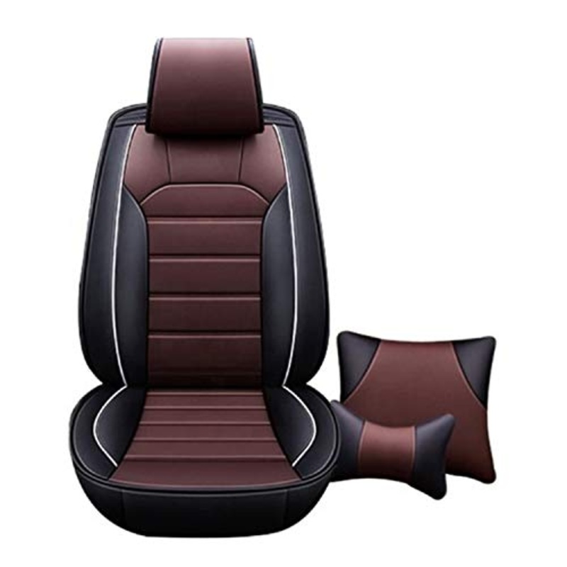 Leatherette Custom Fit Front and Rear Car Seat Covers Compatible with Honda Amaze (2012-2017), (Black/Coffee)