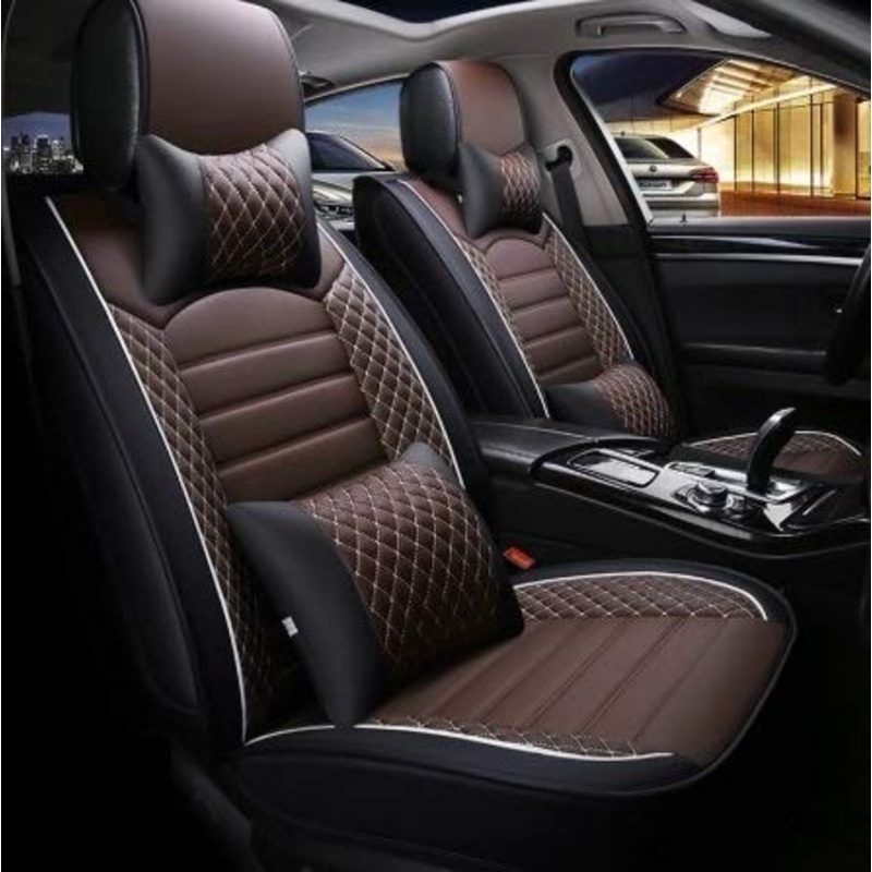 Leatherette Custom Fit Front and Rear Car Seat Covers Compatible with Honda WRV, (Black/Coffee)